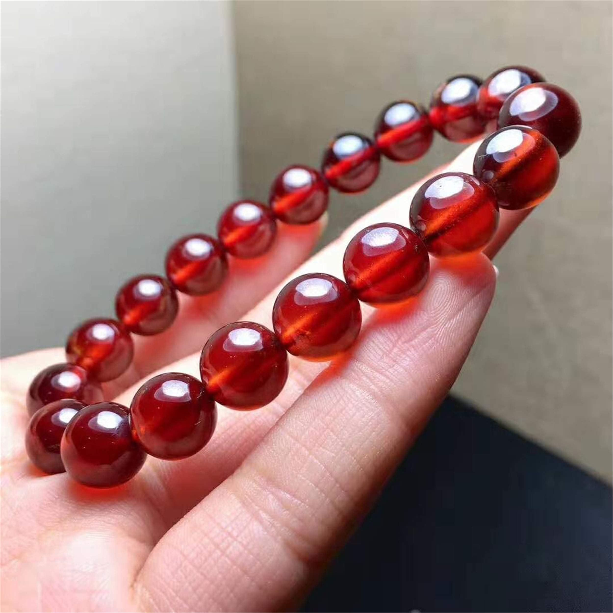 クリスタルオレンジビーズブレスレット